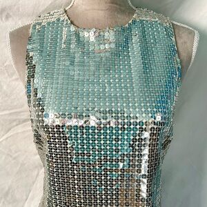 Show Me Your MuMu Retro Silver Sequin Formal Dress, Size M